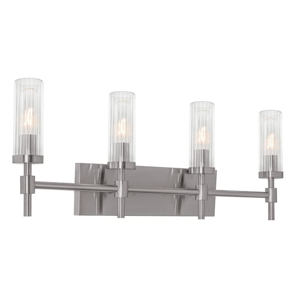 Afx Huntington 30'' Vanity, Clear Ribbed Glass Shade, Satin Nickel Finish HNTV3011MBSN - main